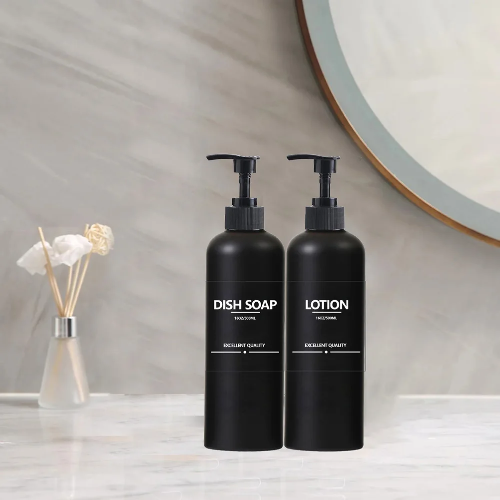2/3 PCS 500ML Soap Dispenser Refillable Pump Bottle Bathroom Shampoo Shower Gel Body Wash Kitchen Liquid Container with 8 Label