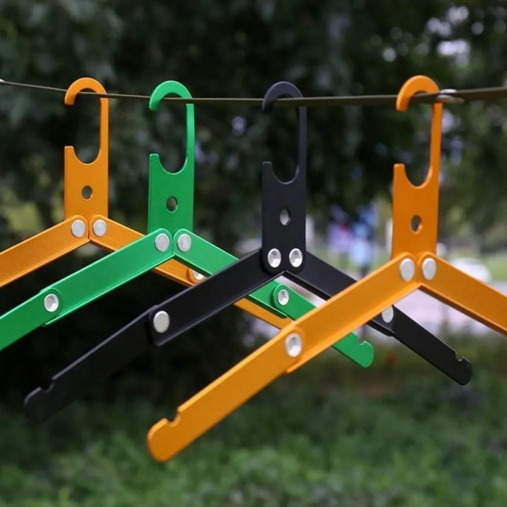 

Outdoor Lightweight Folding Clothes Hanger Aluminum Alloy Portable Travel Hangers Creative Multifunction Hanger Stand Camping