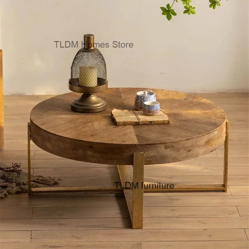 Nordic Solid Wood Coffee Tables Café Furniture Round Table Simple Retro Creative Multi-functional Household Balcony Tea Table