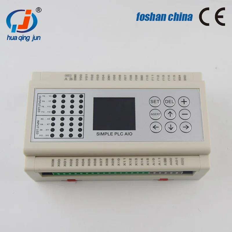 Huaqingjun 16 Inputs 16 Ouputs Transistor Output 2-Channel Pulse Outputs QJ-32T-PUL PLC Controller for Stepper Motors