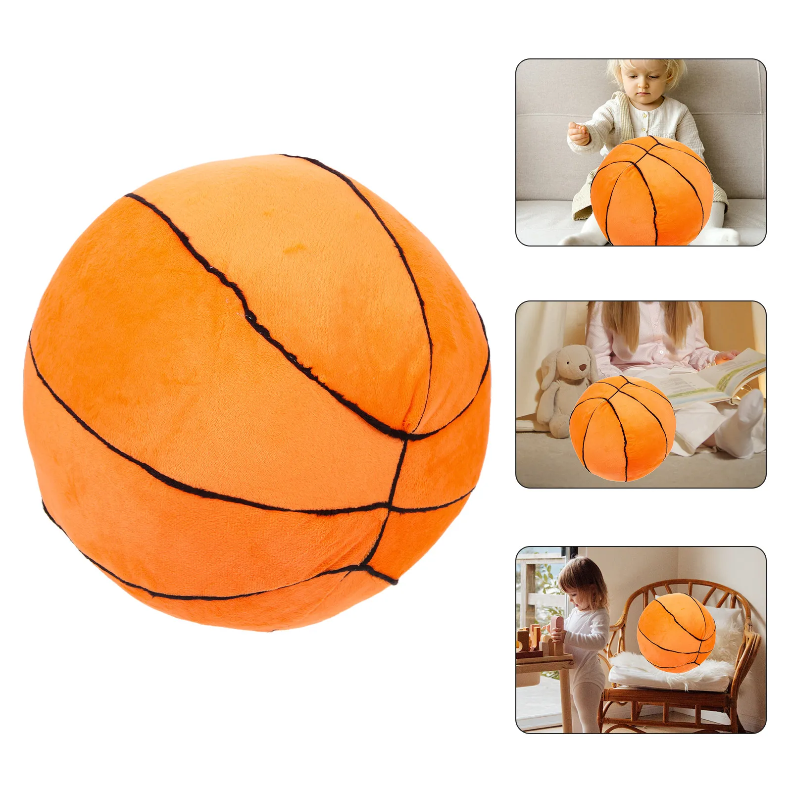 

Basketball Cushion Soft Comfortable Simulation Sports Ball Pillow for Kids Home Office Nursery Bed Car Use Birthday Gift