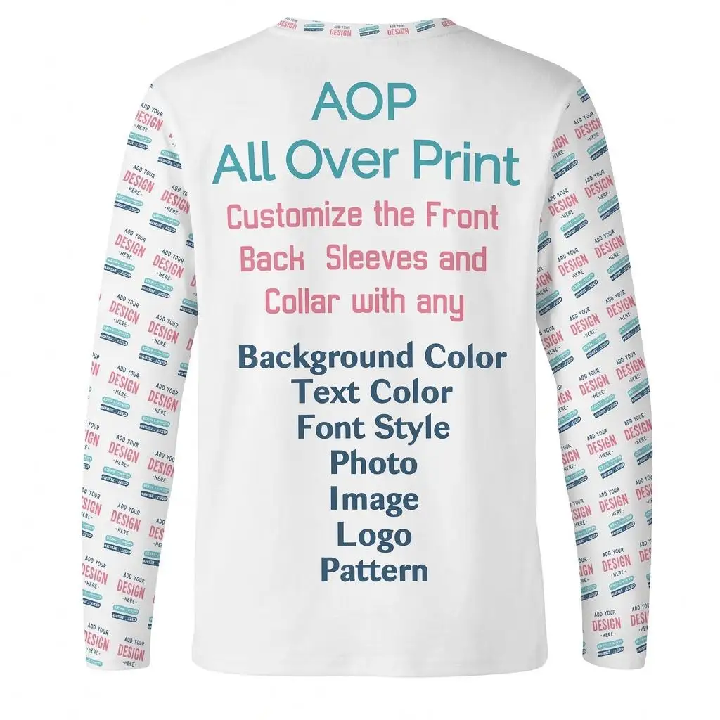 Custom Long Sleeve T Shirt All Over Print Personalized T Shirt Custom Text Photo Logo Graphic Tee Men's Women's Casual Clothing - view 5