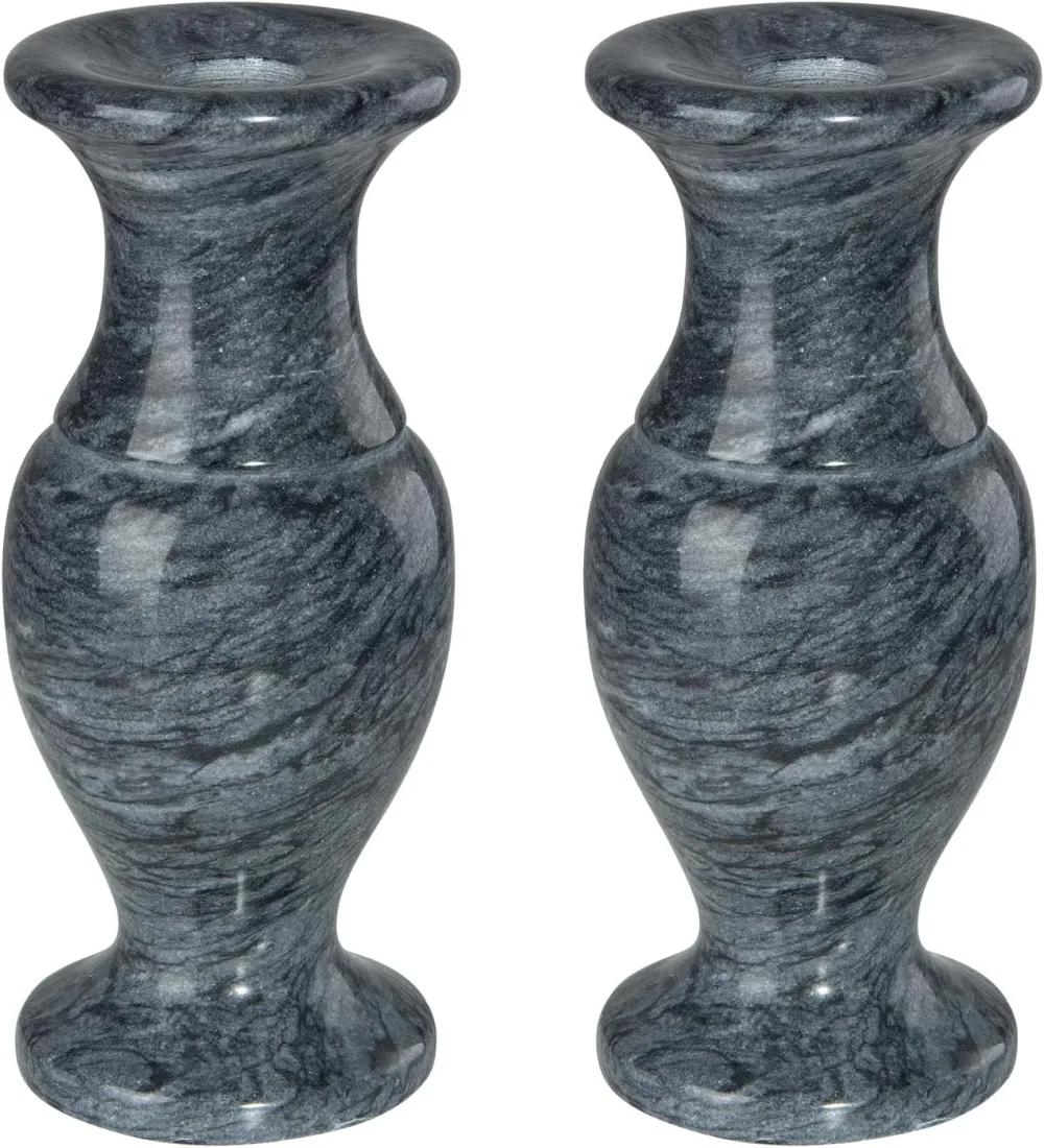 

Natural Marble Cemetery Vase, Marble Flower Vases with Draining Holes for Home Tabletop, Cemetery Flowers, Memorial Grave