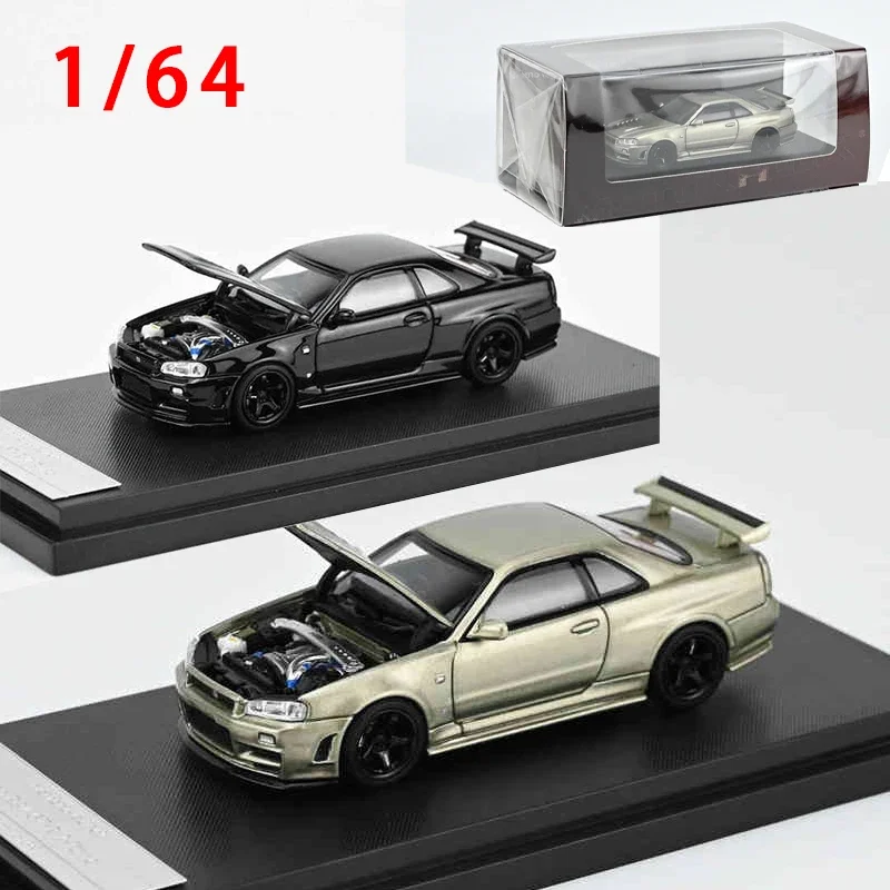 

Diecast Model Car 1:64 GTR R34 Z TUNE Alloy Car Model Nissan GTR Vehicle Toys for Boys Collection Display Original Box