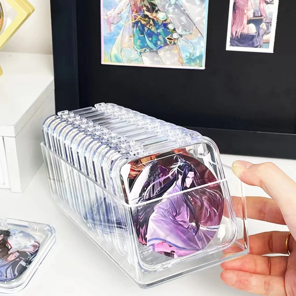 Anime Badge Storage Box Transparent Acrylic Seal  Protective Shell Badge Animation Periphery Display Stand  Badge Not Included