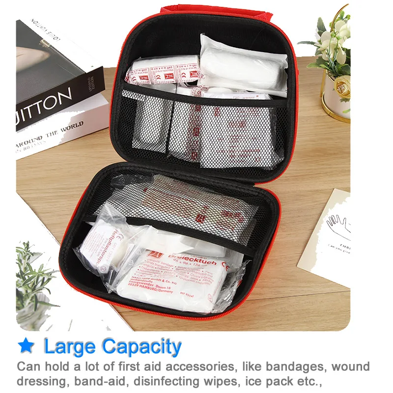 Portable First Aid Kit Bag Water Resistant Emergency Kit Bag Shoulder Strap For Hiking Travel Home Car Emergency Treatment