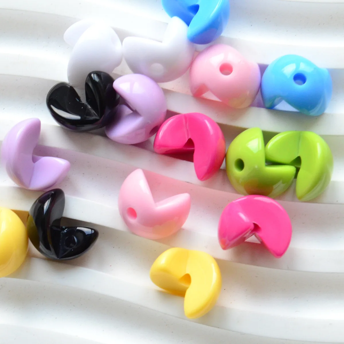 12MM Acrylic Solid Color Double Spliced Bead Straight Hole Randomly Combine Beads DIY Toy Mobile Phone Chain  Accessories 500PCS