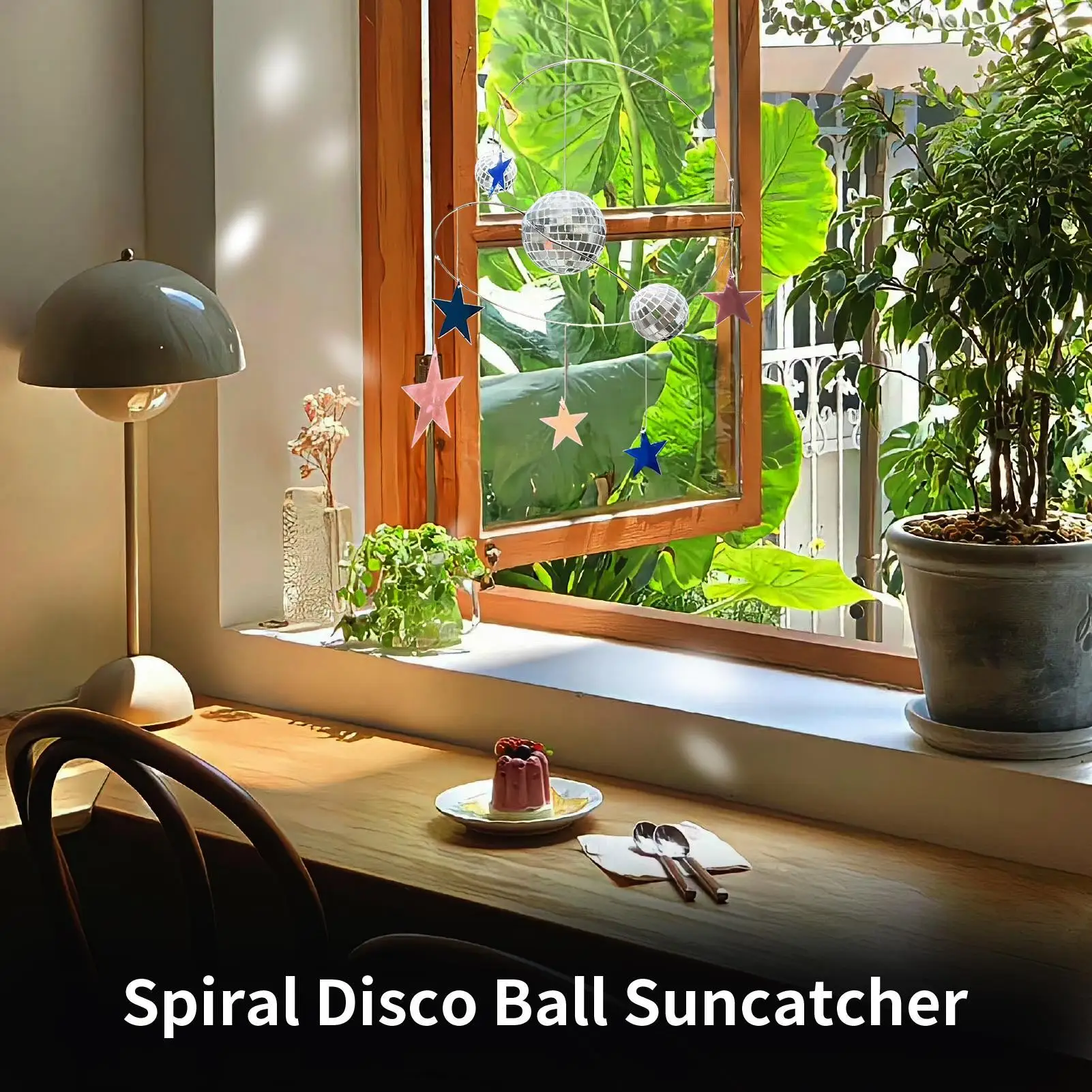 Disco Ball Room Decor Spiral Spinner Suncatcher Reflective Stars Ornament Rotating For Indoor Outdoor Garden Party Car Patio