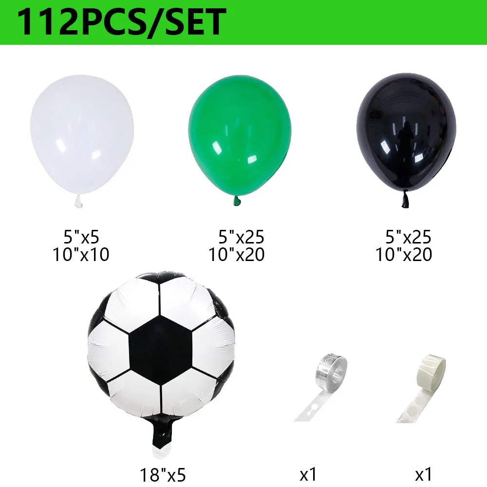 112pcs Football Balloon Arch Boy Birthday Party Supplies Black Green Latex Balloon Baby Shower Decoration