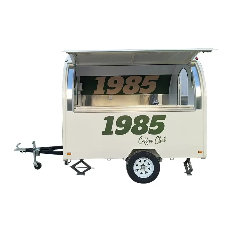 Lightweight Portable Mini Food Cart Customized as Coffee Kiosk and Ice Cream Trailer, All-in-one Mobile Unit Customized