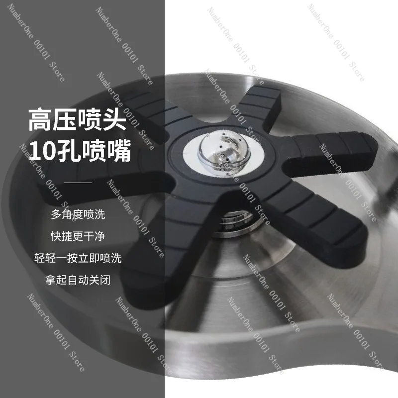Bar Counter Glass Washer, Stainless Steel Sink, Automatic Rinser with Faucet, Household High-pressure Glass Cleaning Device