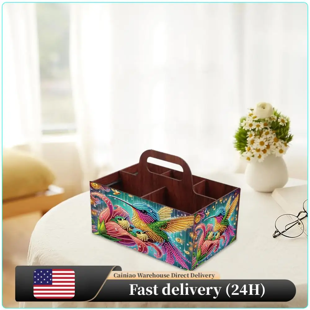 

Завершенная деревянная коробка для хранения ручной работы с бриллиантами для декора рабочего стола (колибри)