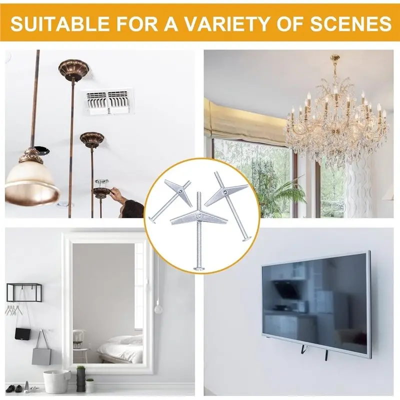 AB66-44Pcs Hollow Wall Anchors Assorted Kit, Butterfly Anchors For Hanging Picture Curtain Rod Plant 3/16,1/4,1/8, Screw Set