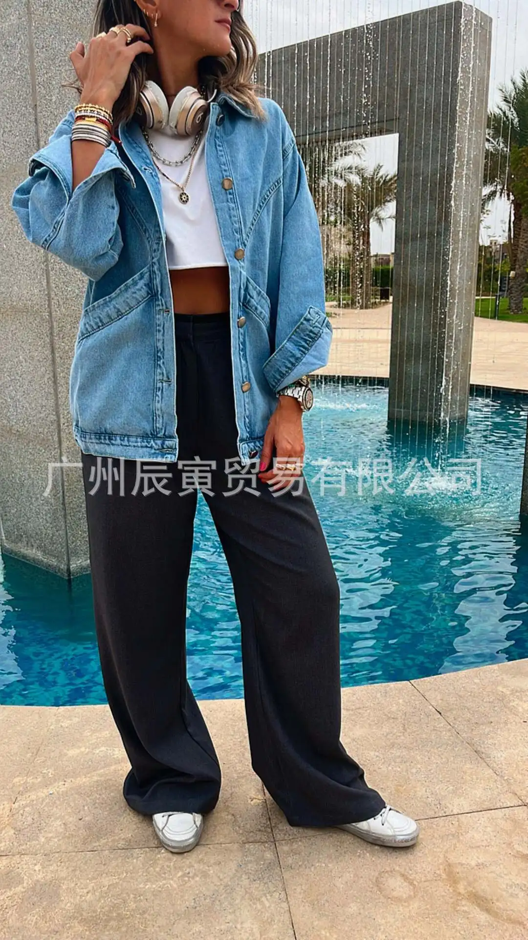 コート女性ジャケットデニムコートターンダウン襟フルスリーブ Y2k ストリートエレガントなスプライスジャケットワークカジュアル秋冬