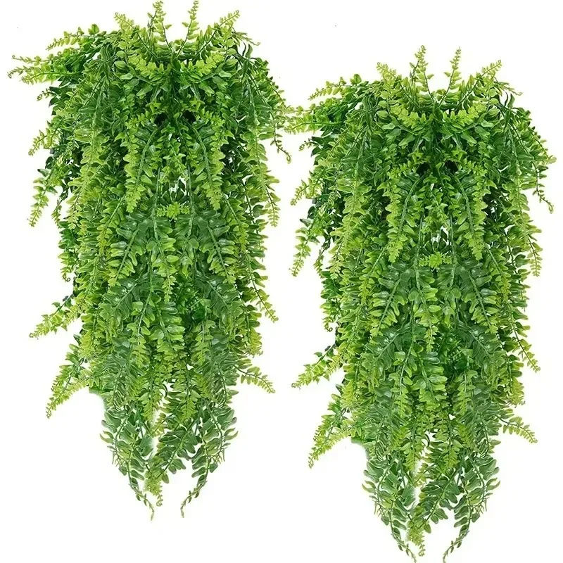 Persian fern Leaves Vines Home Room Decor Hanging Artificial Plant Plastic Leaf Grass Wedding Party Wall Balcony Decoration gallery 1