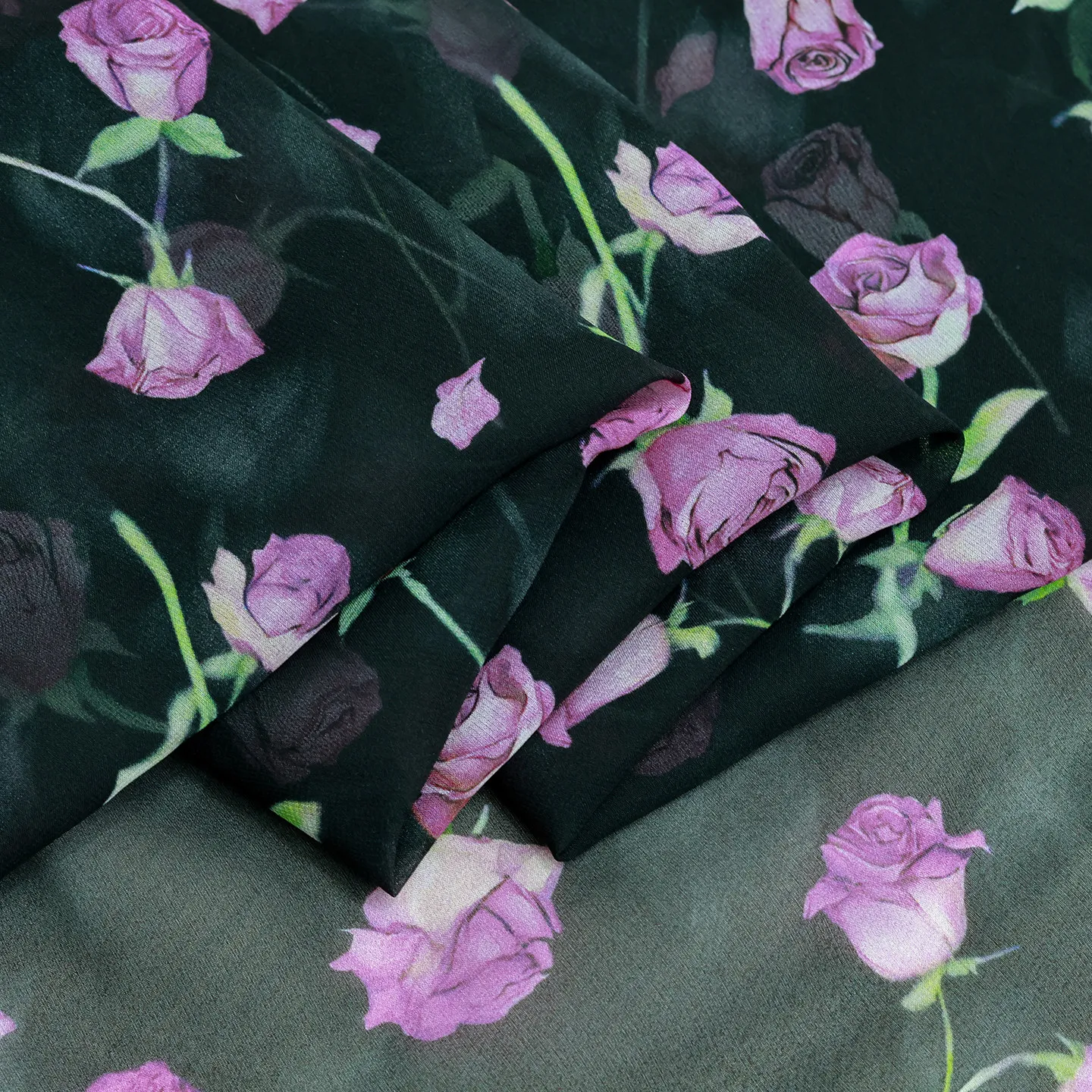 High Quality Dark Night Rose Cion Silk Fabric Silkworm Silk Clothing Shirt Dress Custom Fabric