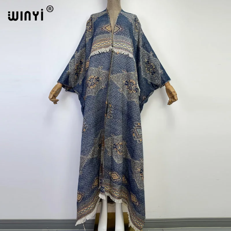 

2023 WINYI Winter Women High Quality stripe color tassels Luxury Long Fur Coat Loose OverCoat Thick Warm Female Christmas Coats