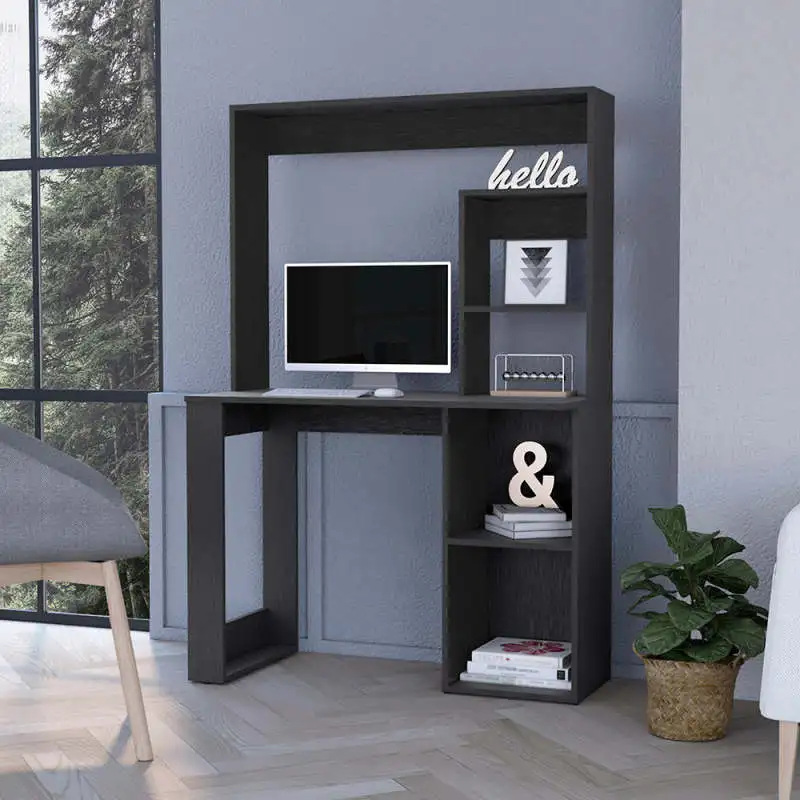 

Computer Desk with Hutch and Storage Shelves Wenge