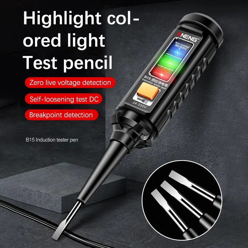 B15 Induction Teste Pen AC25-250V Highlight Color Light Professional AC Voltage Detection Electrician Screwdriver Testing Tools