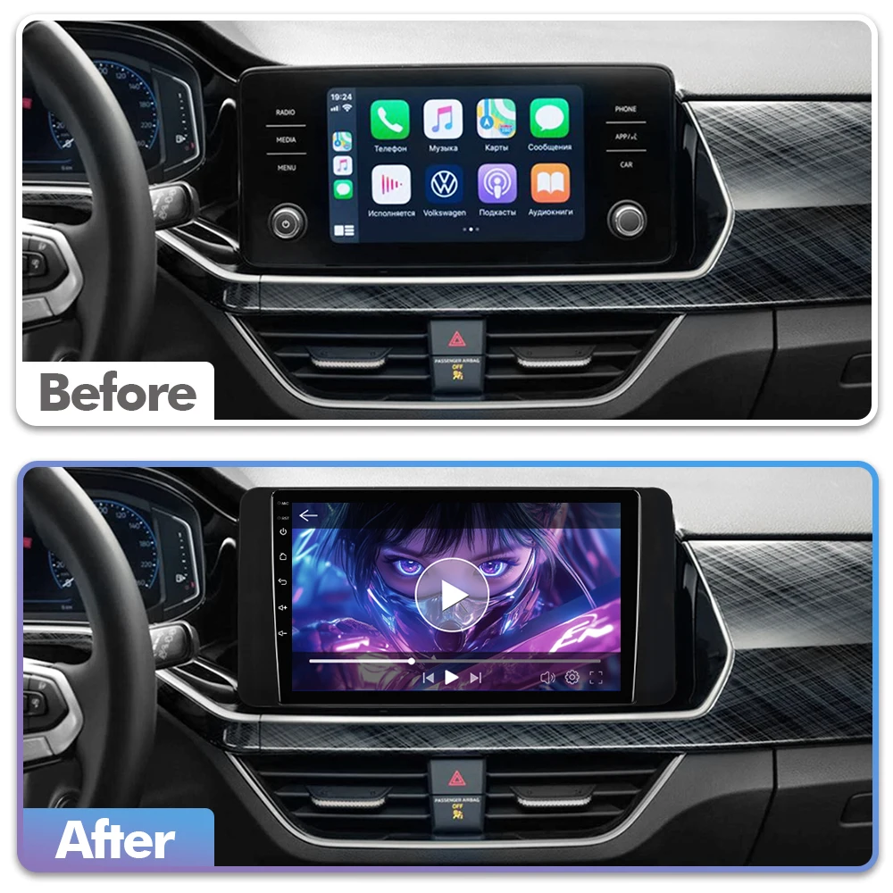 EBILAEN Android 15 Car Radio For Volkswagen Polo Mk6 VI 2020 2021 2022  Wireless Carplay Auto Radio Car Multimedia OTA 2 Din