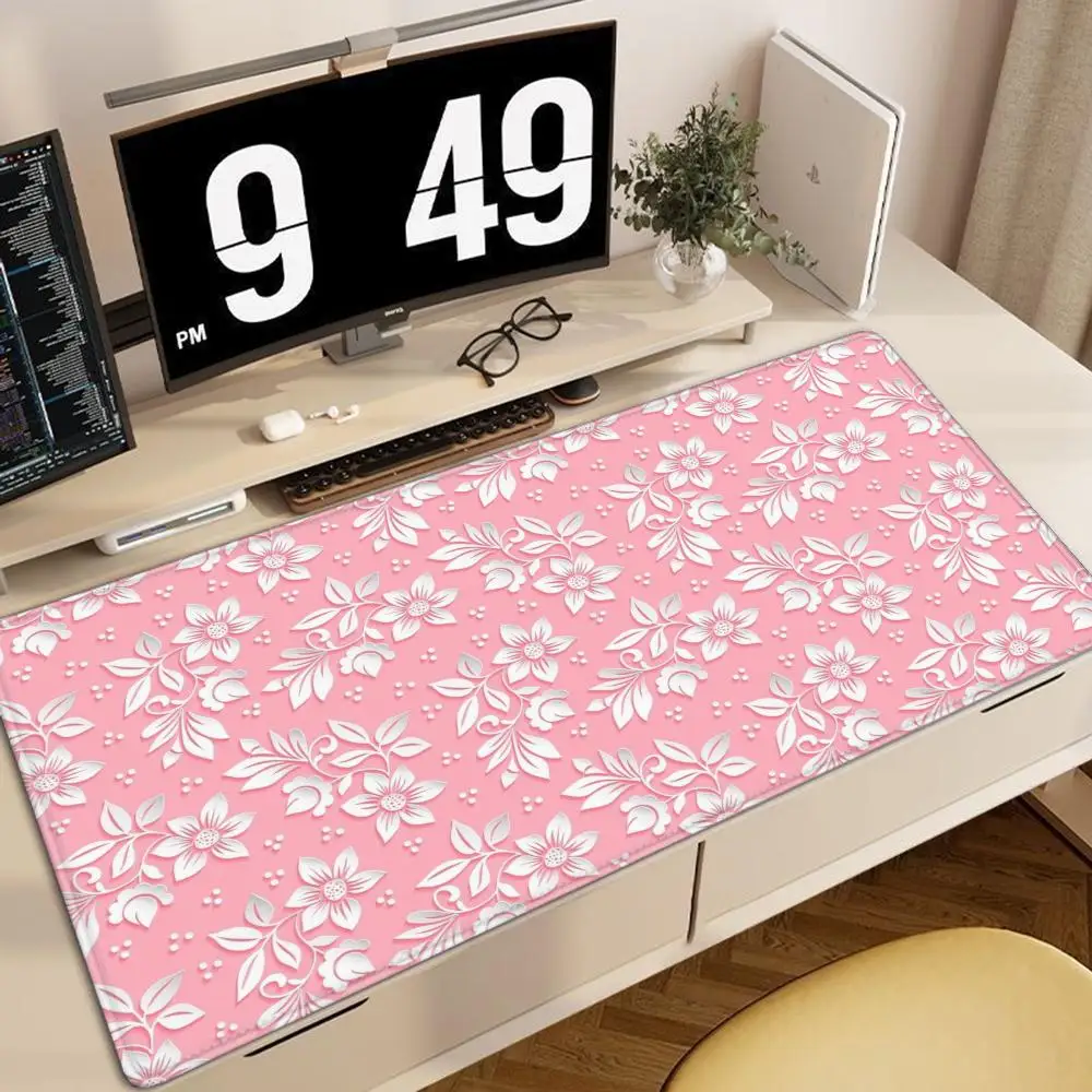 

Cute Flowers Large Mouse Pad Pink Computer Mousepads Gaming Mousepad Big Keyboard Mat Office Mouse Pads Home Desk Mats Nonslip