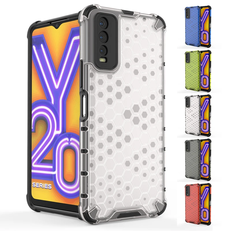 Shockproof Case for Vivo Y20 Cover for Vivo Y20 Capas Phone Bumper Back Transparent Honeycomb Clear Cover for Vivo Y20 Fundas