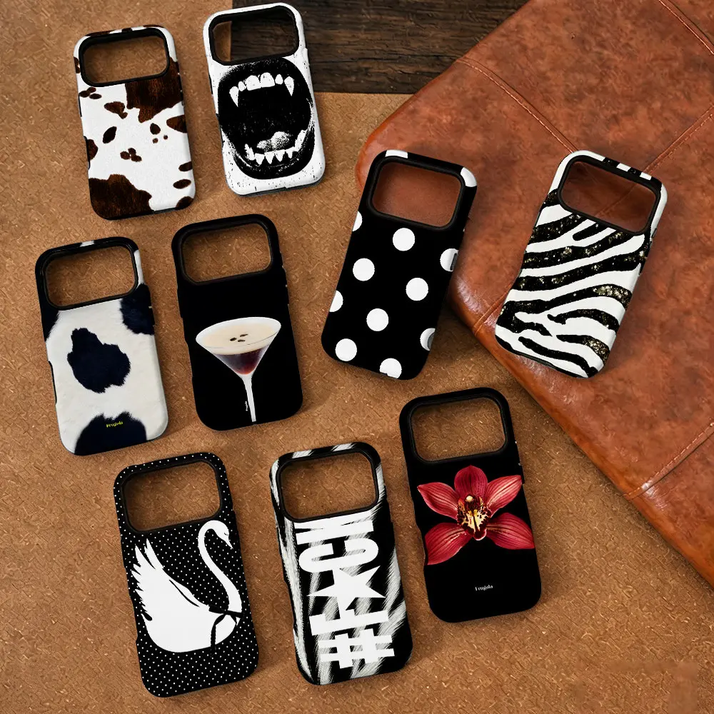 

Luxury Korean Cow Black White Pattern Phone Case for Samsung Galaxy S23 S24 S25 S26 FE Plus Ultra Edge 5G Luxury Double-layer