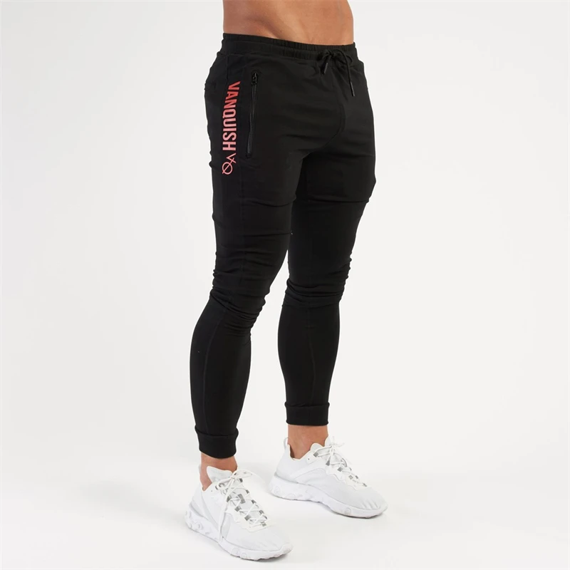 Pantaloni slim neri in cotone abbigliamento da strada pantaloni casual da uomo jogger palestra tasca con cerniera pantaloni sportivi da allenamento