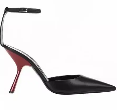 

Carpaton Red Heels Ankle Strap Women Pumps Sexy Cutouts Thin Heels Dress Shoes Sexy Office Lady Pumps