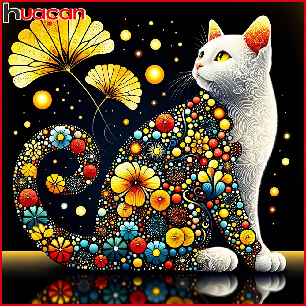 Huacan Neuheiten 2026 Diamantmalerei Katze Diamant-Mosaik Tier Blume Komplettes Set Handgemachtes Geschenk