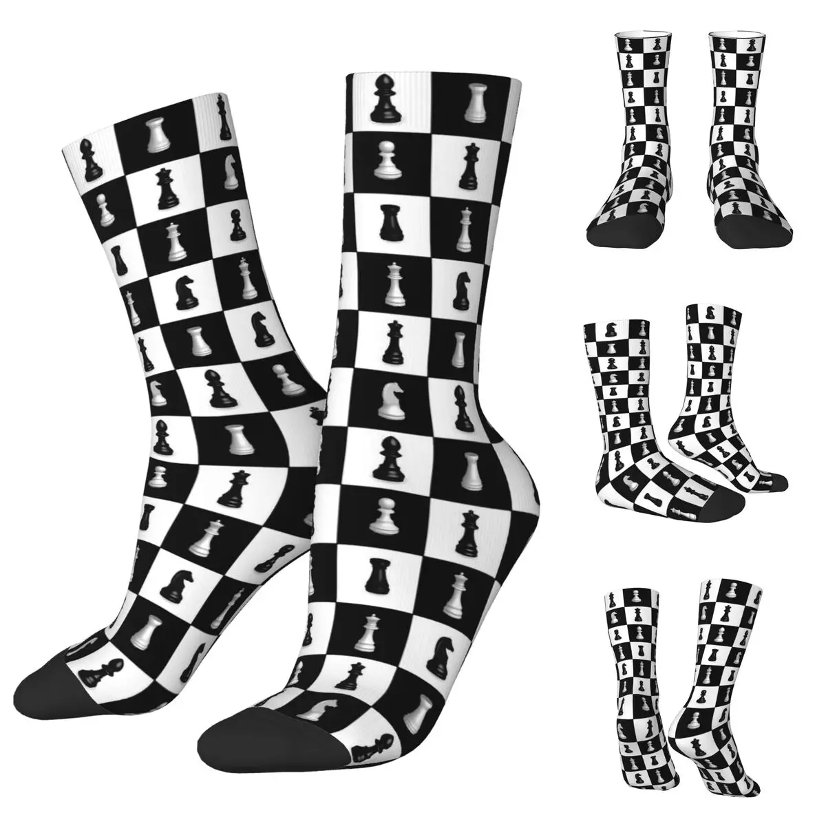 Black And White Chess Stuff 5 Men Women Socks,Windproof Beautiful printing Suitable for all seasons Dressing Gifts