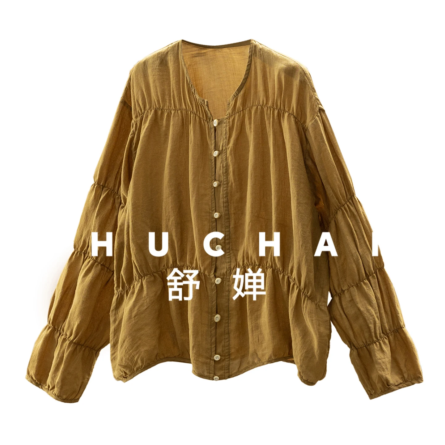 

2026 Loose Early Spring High Quality 100% Ramie Elastic Pleated Shirt Women 97E7 Blusas Mujer De Moda Verano