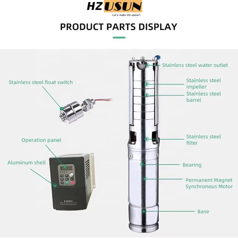 5 HP Agricultural Solar Powered Submersible Well Irrigation Booster Pump for Farm Solar Bore Pump High Pressure Sprinkler Kits