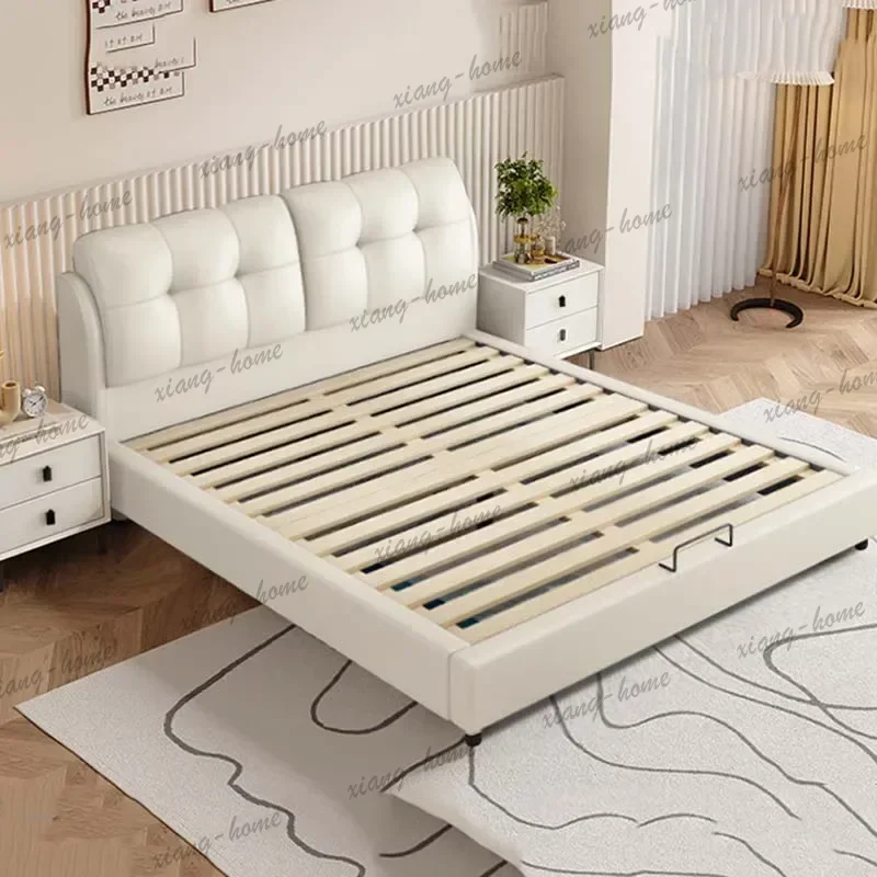 Compact White Double Bed Designer Cheap Loft Storage Home Double Bed Full Size Sleeping Luxury Muebles Entrance Hall Furniture