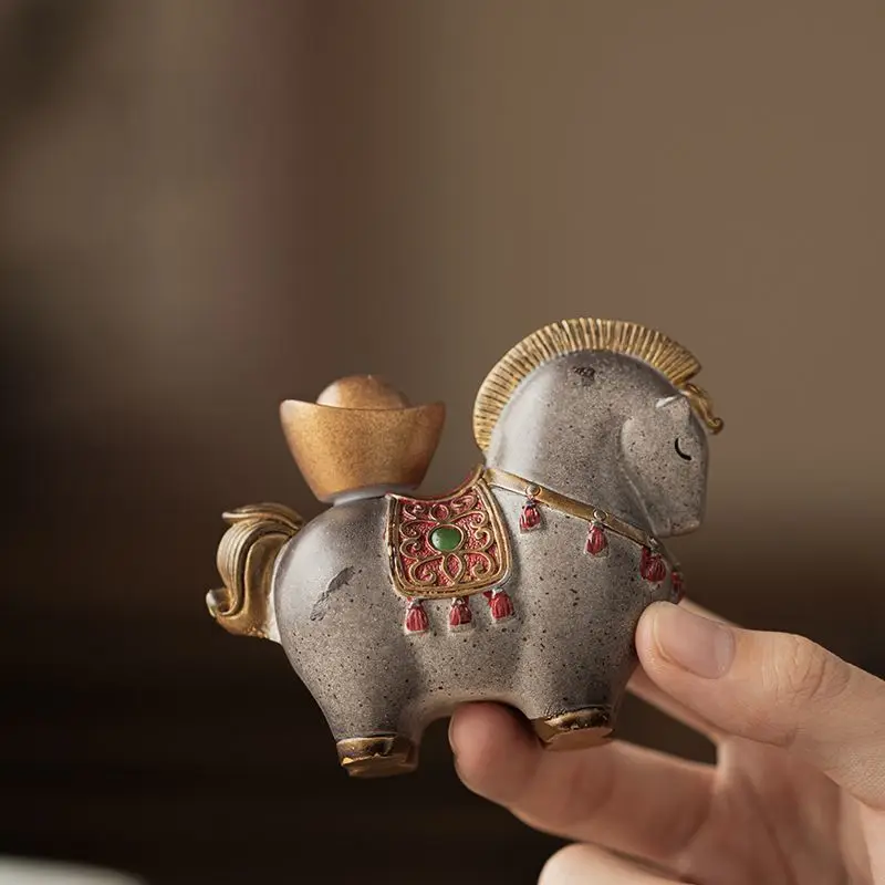 Color-changing Tea Pet Decoration Wealth Attraction Tang Horse Teaware Accessories Fine Resin Tea Pet Home Desktop Decoration