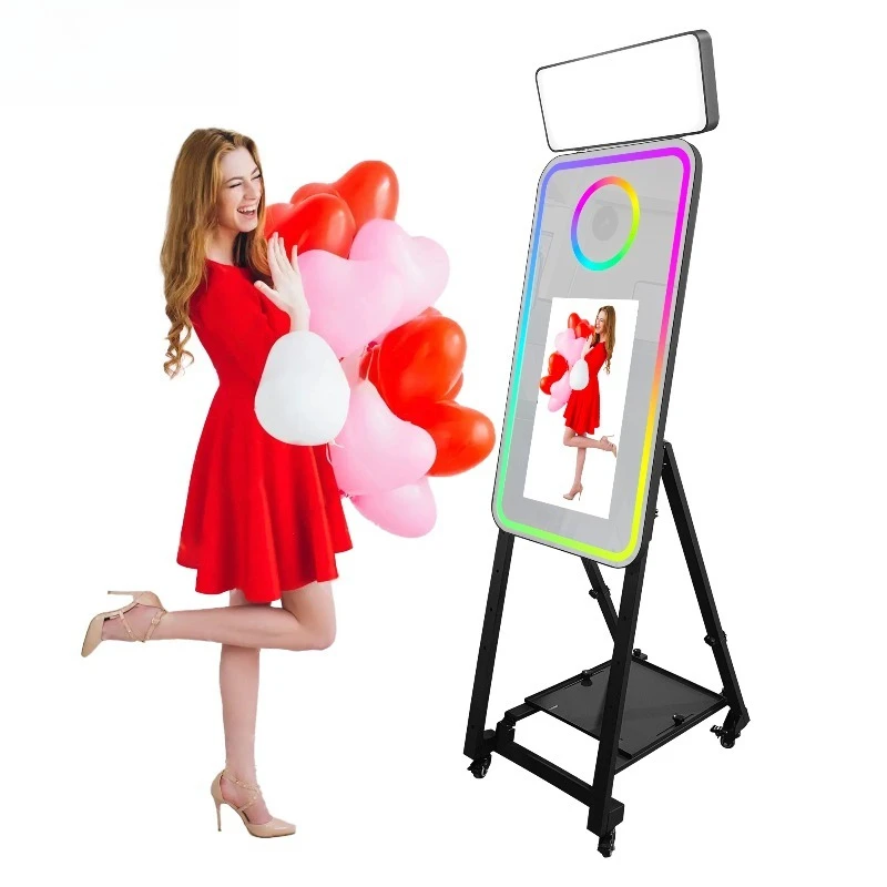 

Automatic Print Instant Portable Self-service Digital Wedding Photo Booth With Printer and Camera Magic Mirror Photobooth