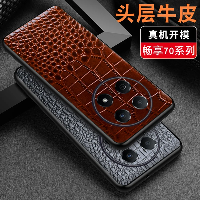 Wobiloo Luxury Genuine Cow Stick Leather Magnetic Cover Mobile Phone Book Case For Huawei  Enjoy 70 Pro Cases Funda