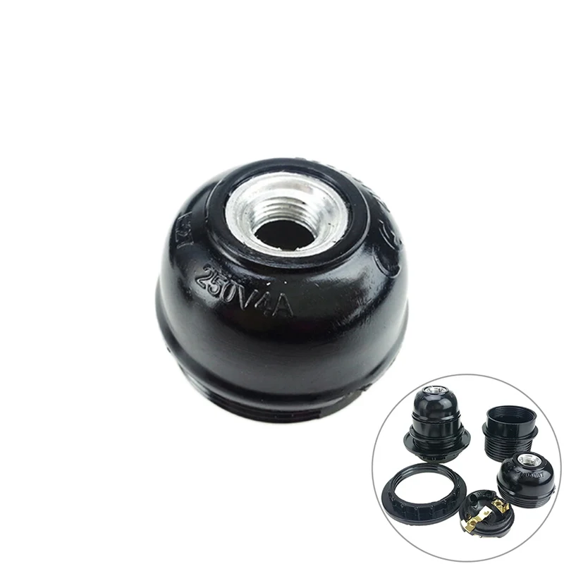 1pc Black Period Style Screw E27 Light Bulb Lamp Holder Pendant Socket