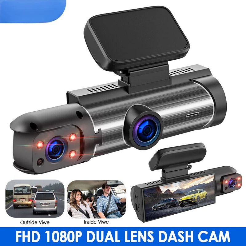 Car DVR Wide-angle 2-record High-definition Night Vision 1080P Driving Recorder Suction Cup 2-lens Car Front and inside Video