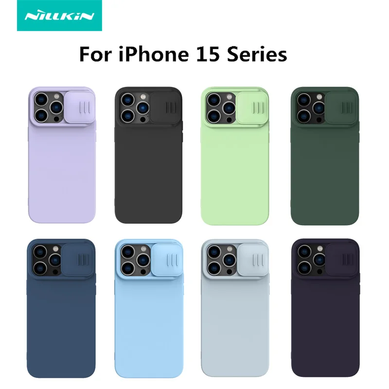 NILLKIN For iphone 15 Case CamShield Silky Silicone Case For iPhone 15 Plus Pro Max Cover Anti-skid Cover Magnetic Silicone