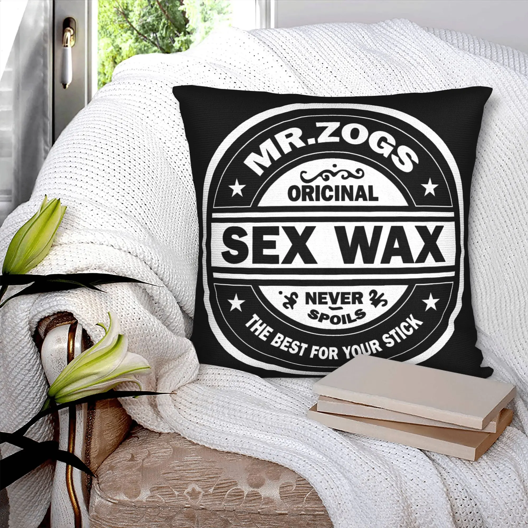 Fashion Mr Zogs Surfing Sex Wax Cushion Covers 40x40cm Polyester Surfing Surf Gift for Car Square Pillowcase Bedroom Decoration