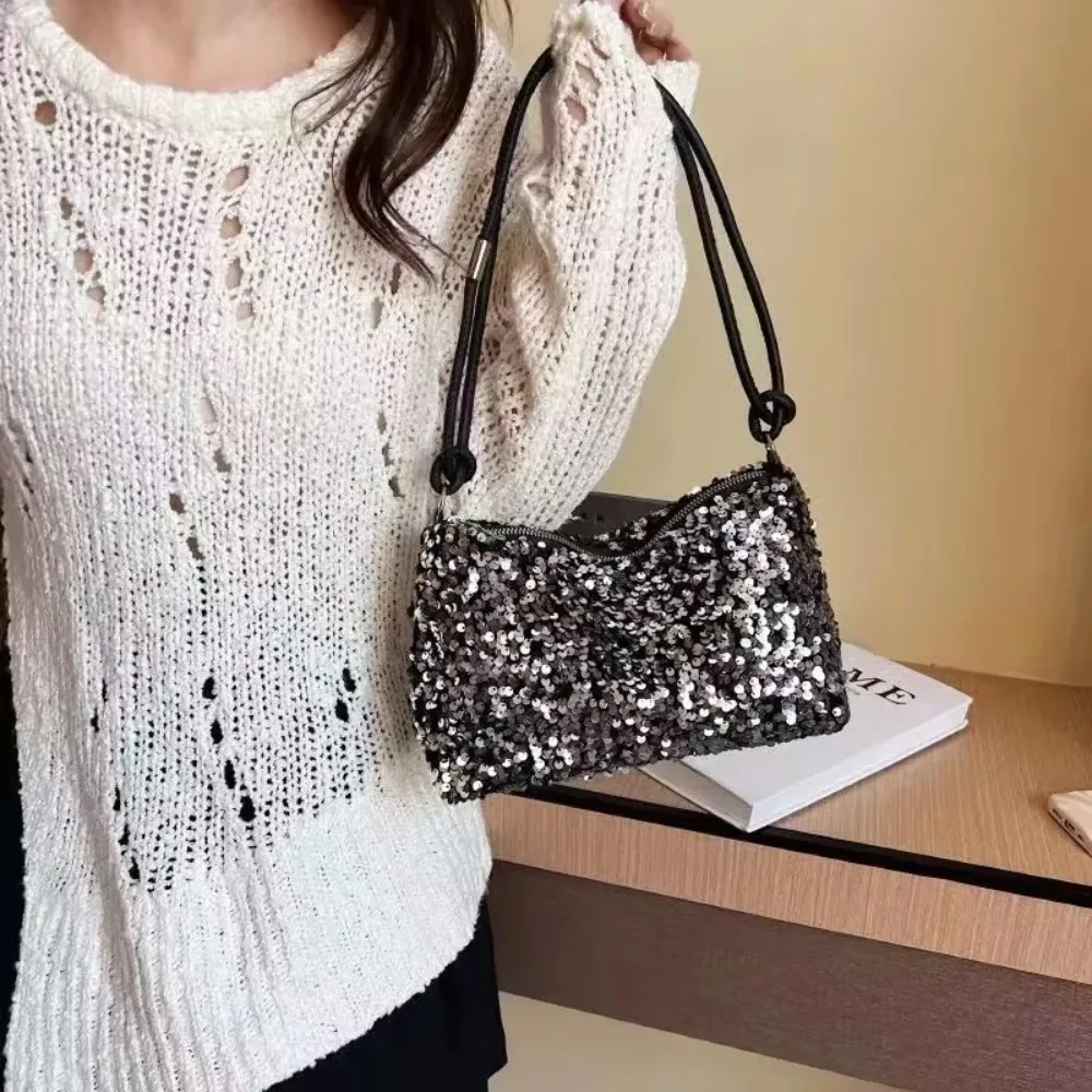 

Exquisite sequins fashion shoulder bag personality women's dinner bag simple slant body large capacity baguette bags