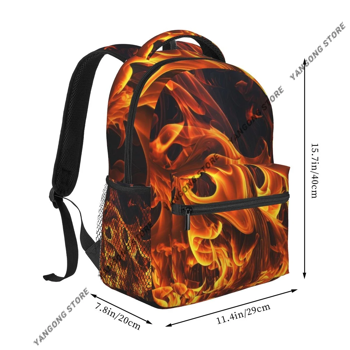 Flames Burning Fire Backpack School Bags Casual for Teenager Girls Shoulder Bag Travel Bags