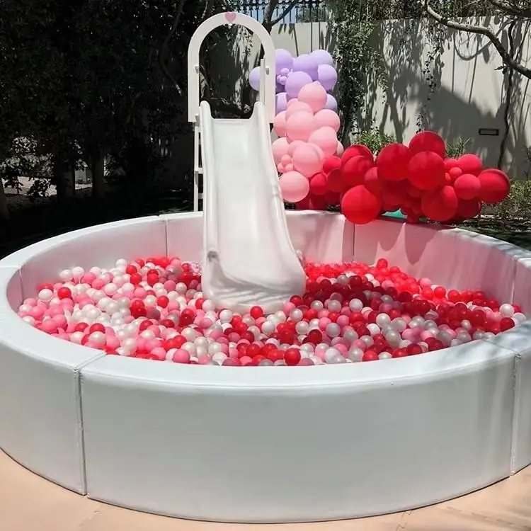 Popular White Purple Kid XL Large Round Square With Double Slide Event Party for Rental Ball Pit With Slide Soft Play Ball Pitpr