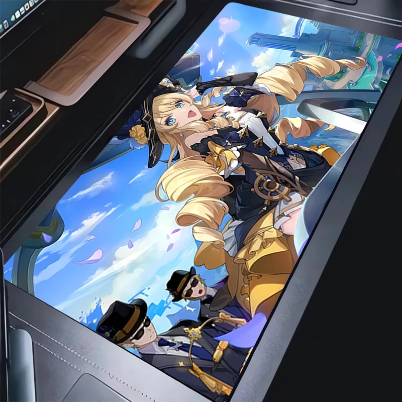 Alas Mouse Gamer Notebook Komputer Besar G-genshin Impact Navia Pc Alas Mouse Karpet Aksesori Gaming Alas Meja Keyboard Senior