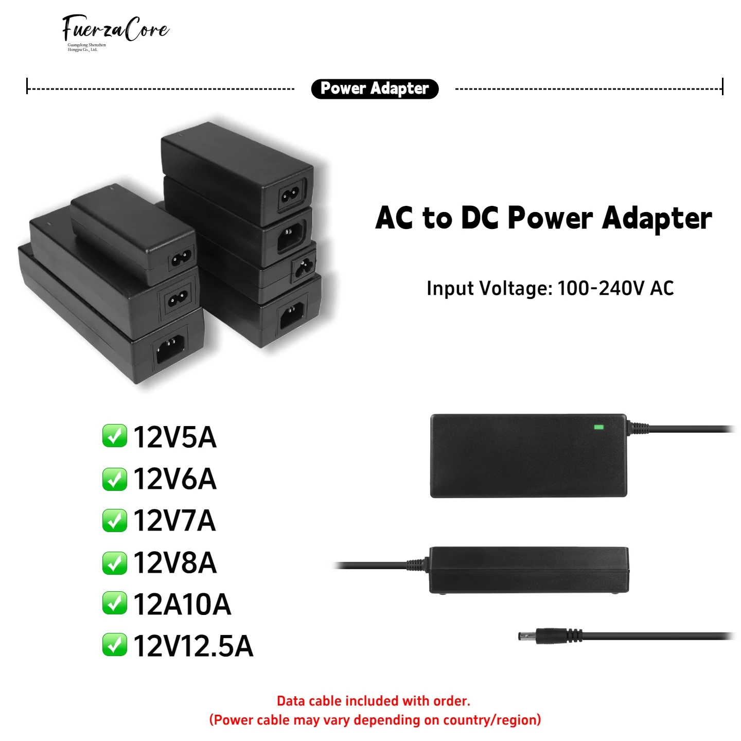 12V Adapter 6A 7A 8A 10A 12,5A Netzteil Ladegerät 100-240V Konvertierungsstecker Geeignet für Audio-Geräte, Computer und verschiedene andere Geräte