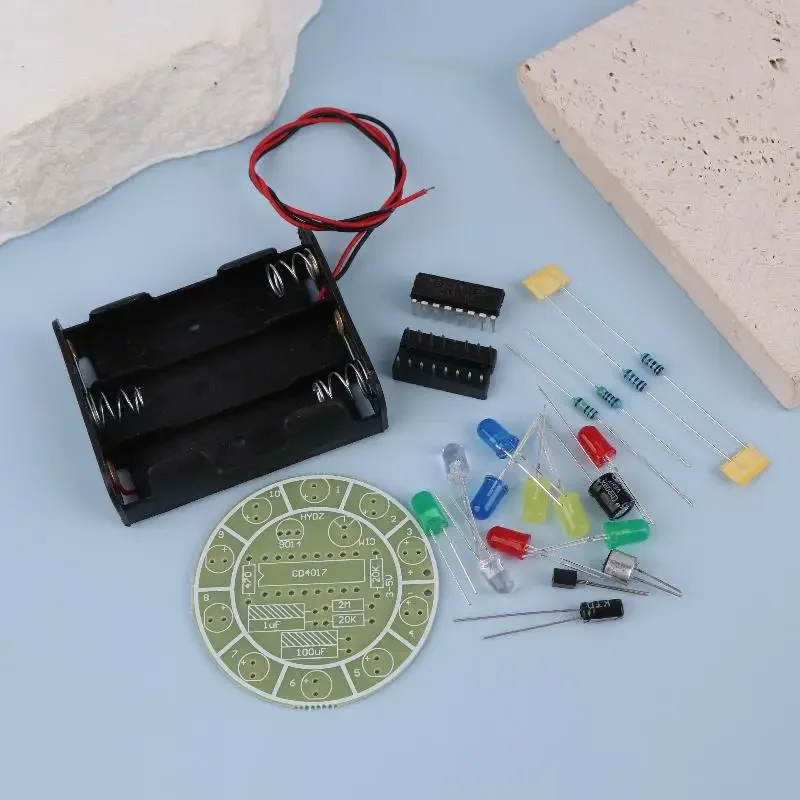 LED Light Kit CD4017 Colorful Voice Control Rotating Electronic Manufacturing DIY Kit Spare Parts Student Laboratory