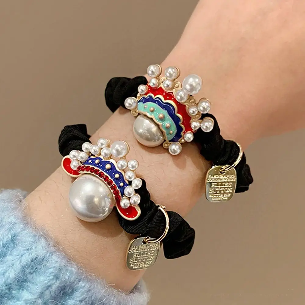 Beijing Opera Facial Masks New Year Elastic Hair Band Peking Opera Bracelet Dragon Year Headwear New Year Decor Pearl