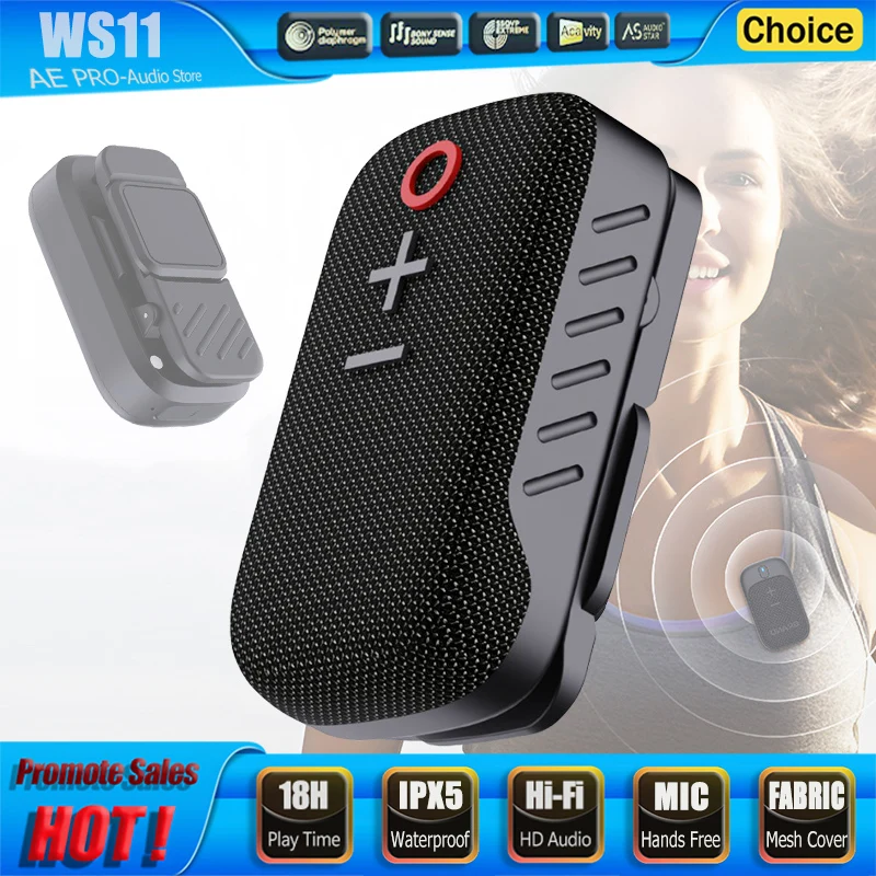 Wearable Bluetooth Speaker Mini Magnetic Clip Wireless Speaker 15H Playtime Portable Outdoor Waterproof Hands-free Call Speaker