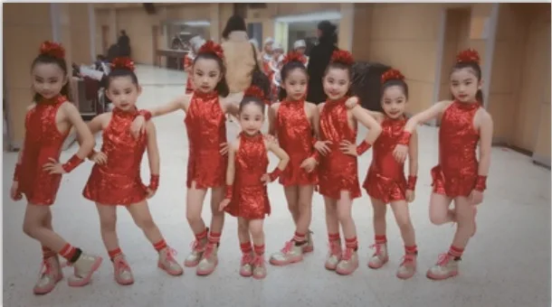 Girls Stage Dancewear Kid Hip-Hop Hip Hop Jazz Dance Costume Suit Paillette Modern Dress Girl Cheerleading Clothes - Image 4